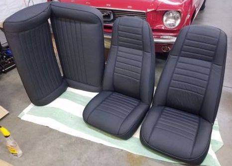 Black Denim Vinyl Upholstery kits installed front and rear seats