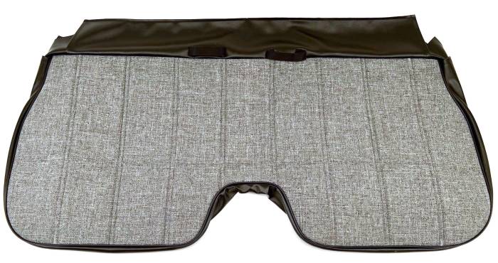 Toyota Pickup Bench Seat  Bottom Upholstery 50214 Black Vinyl / Charcoal Tweed Face up