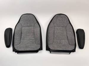 Backrest with Arm Rest - Vinyl Boxing w/Tweed Face