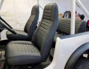 Black Denim Vinyl Upholstery kits installed front and rear seats